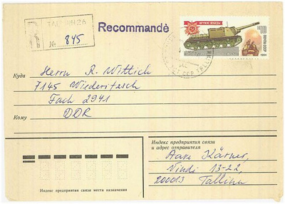 N-liitto Mi 5349 yksin R-kirjeellä DDR:ään