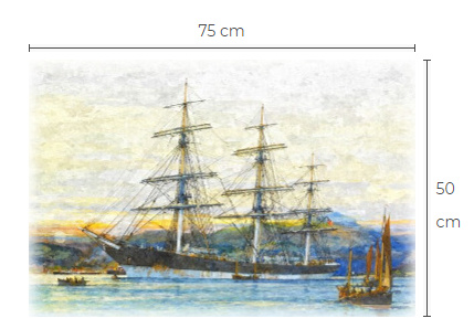 Uusi purjelaiva puutaulu koko noin 50 cm x 75 cm