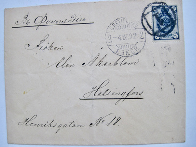 VANHA Kuori Venäjä Suomeen 1892 Kiva Numeroleima