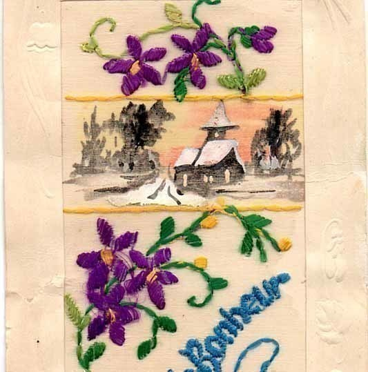 HARVINAISUUS!! / Kirjotut orvokit, maalattu maisema. 1900-l.