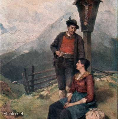 KRUSIFIKSI / Mies ja nainen krusifiksin luona. 1910-l.