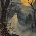 Halloween kummitus metsässä, täysikuu - pikkukuva 1