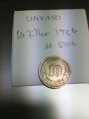 Unkari 10 filler 1926, km#507