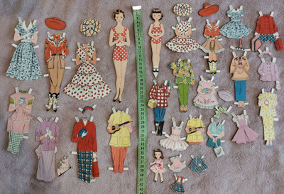 Paperinuket äiti & tytär 1940-50-luku