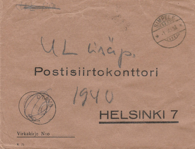 KIRJE, Postin sisäinen postitus 1950 -luvulla, eri postitoim