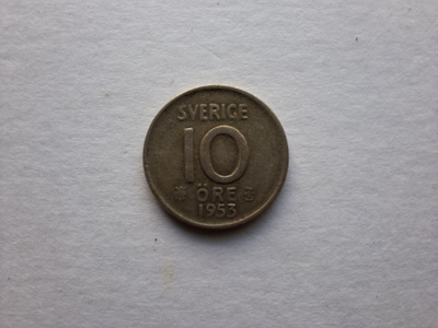10 ÖRE RUOTSI 1953 Hopea