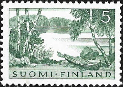 1961 M-54 Järvimaisema 5 mk vihreä **  LaPe 532