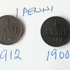 Kaksi 1 pennin kolikkoa 1900-luvun alku - pikkukuva 1