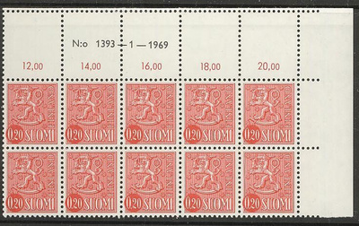 1963  20p punainen nro-10lö 1393 ++