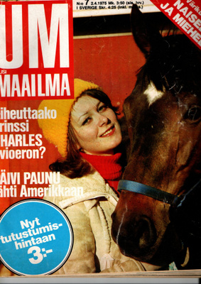 Uusi Maailma n:o 7 1975 Päivi Paunu. Charles. Eartha. Sophia