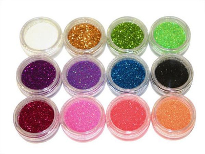 Kynsien Koristelu Sarja, Glitter, 12 väriä *UUSI*