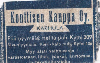 Karhula. Konttisen kauppa Oy. b508