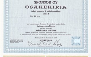 OKK 1989 Sponsor Oy spec, Helsinki pörssi osakekirja