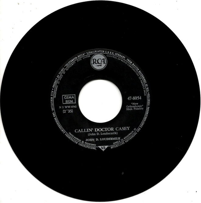 JOHN D. LOUDERMILK: Callin' Doctor Casey / Oh How Sad   7"