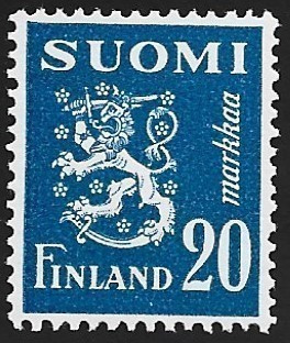 1950 M-30 Leijona 20 mk sininen ** Lape 383 b VSP Lm 6