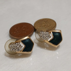 vintage Cabochon korvakorut emaloitu gold plated - pikkukuva 3
