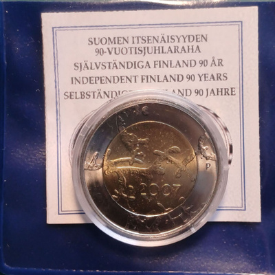 Suomen itsenäisyys -90 v   5 E  -v 2007 Kl  UNC  ( 2 kpl )