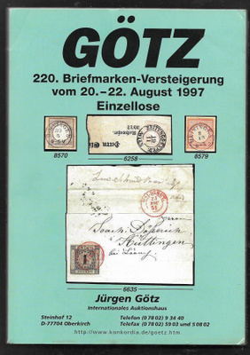 Huutokauppaluettelo - Götz 20.8.1997