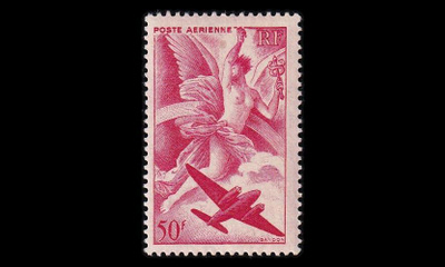 Ranska 749a ** Lentoposti 50 Fr karmiininpunainen (1946)