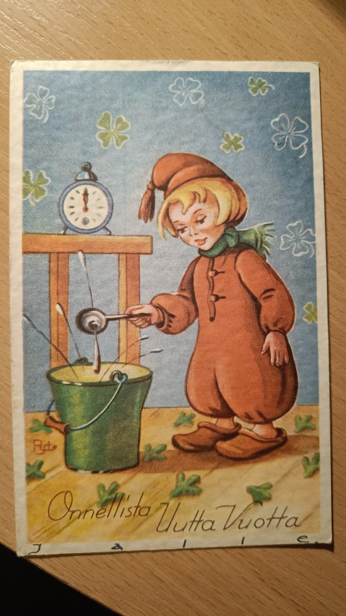 Uuden vuoden kortti postiv. 4 leimalla
