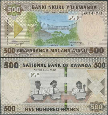 Ruanda Rwanda 500 Francs 2019 (P-42) UNC uusi design