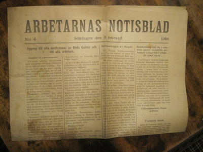 Sanomalehti: Arbetarnas Notisblad 3.2.1918