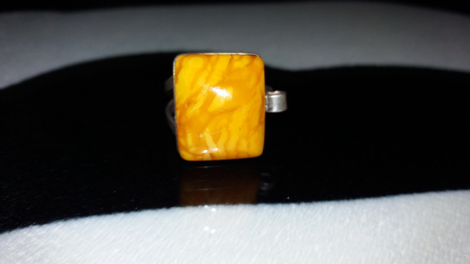 Vintage Hopea meripihka sormus Honey  EGG YOLK Amber Itämere