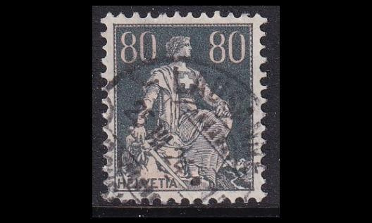 Sveitsi 141x o Istuva Helvetia 80 C Lausanne 25.III.24 (1915