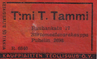 T;mi T. Tammi , Rauhankatu 17 . R. 6840    b589