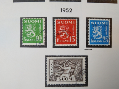 1952 Suomi postimerkki 4 kpl