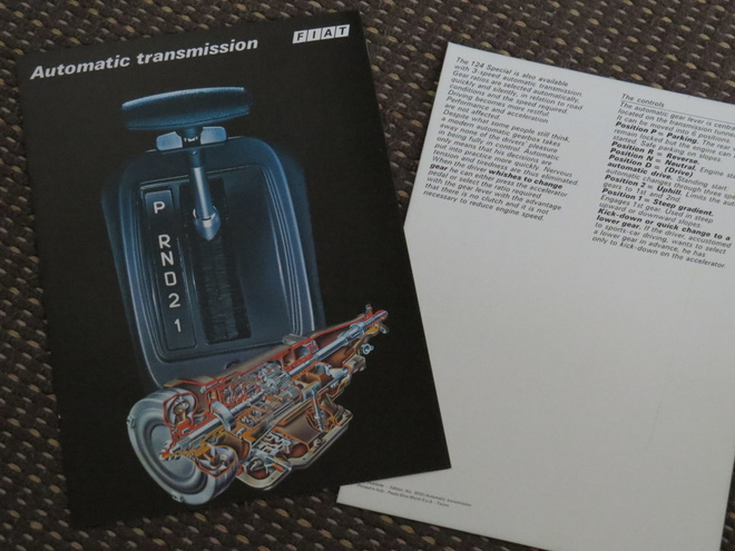 1973 Fiat 124 Special automaattivaihteisto esite - KUIN UUSI
