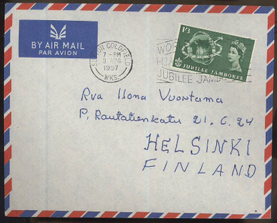 Englanti Mi 301 lentokirje Suomeen