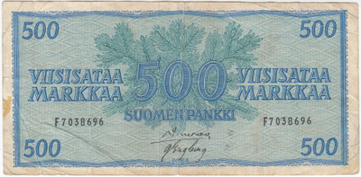 500 Markkaa 1956 F-sarjaa, kl.4