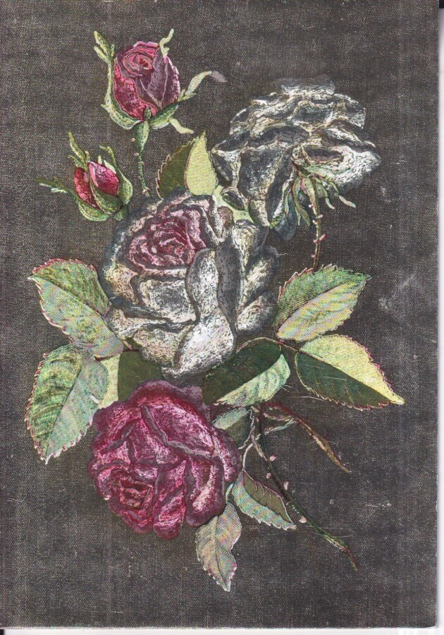 Kukkia. Ruusut. Metallihohtopinta .  e135
