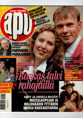 Apu n:o 19 1996 Miss Suomi & Tiia. Andy & Angela. Susanna &