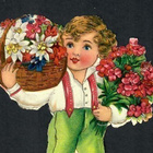 Wanha - Poika ja valtavan isot kukkakorit - 1900-luvun alku - pikkukuva 1
