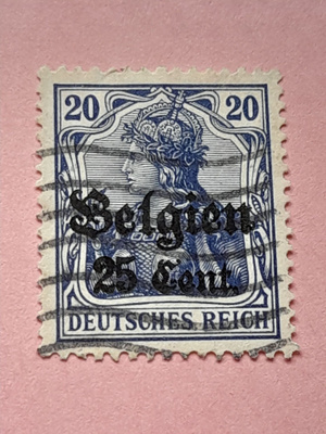 Deutsches Reich, Belgien 25 Cent postimerkki