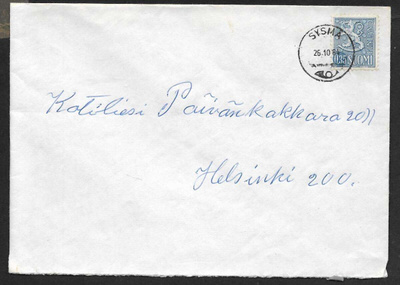 Postilähetys - Yl.m. 0,35 (LAPE 613) Sysmä 26.10.64