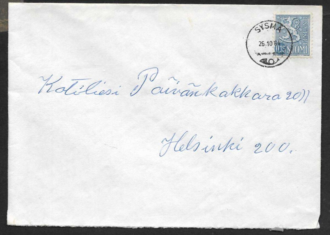 Postilähetys - Yl.m. 0,35 (LAPE 613) Sysmä 26.10.64