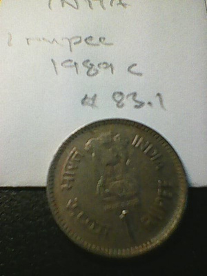 Intia 1 rupee 1989C, km#83.1