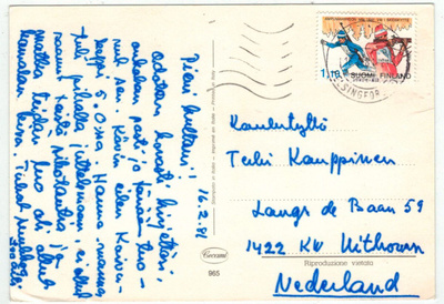 1980 ampumahiihti postikortti Hollantiin
