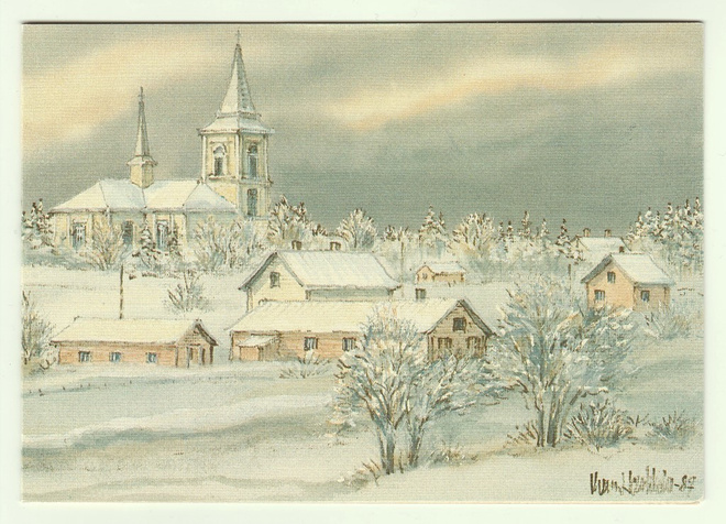 Kari Jaakkolan maalaama joulukortti