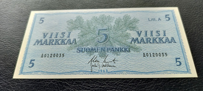 5 mk 1963 Litt.A, KO2-Vou, A-sarjaa