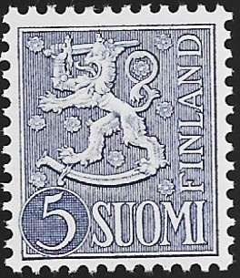 1954 M-54 Leijona 5 mk violetinsininen ** Lape 429 c