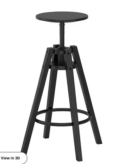 Ikea DALFRED Baarijakkara, musta, 63-74 cm  2kpl