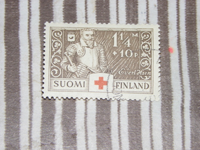 PR 1934 Evert Horn 1 1/4mk + 10 p Lape 184 Leimattu