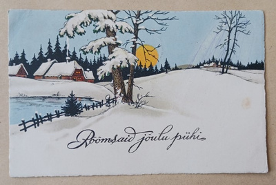 Jouluaamun maalaismaisemaa Eestissä, ei p.