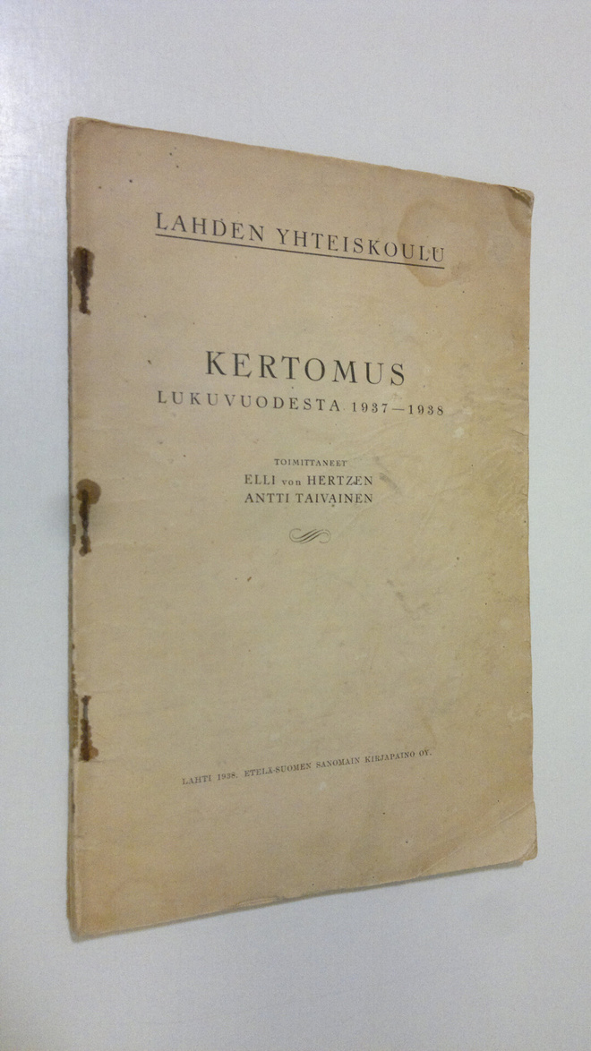 Alli ym. (toim.) Von Hertzen : Lahden yhteiskoulu - Kerto...