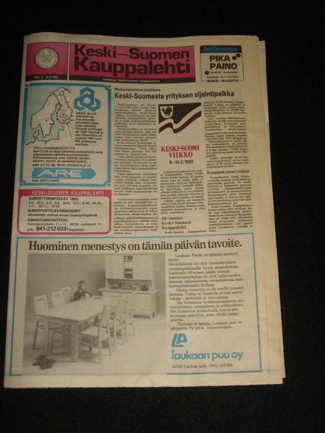 Keski-Suomen Kauppalehti vuodelta 1982