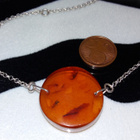 Vintage hopea kaulakoru Meripihka Amber riipus 925 - pikkukuva 2